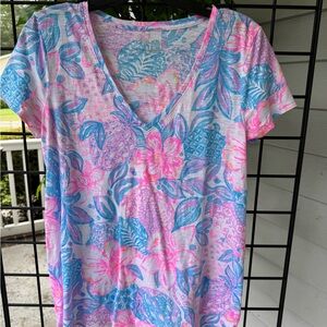 Lilly Pulitzer Pink and Blue Floral Tee